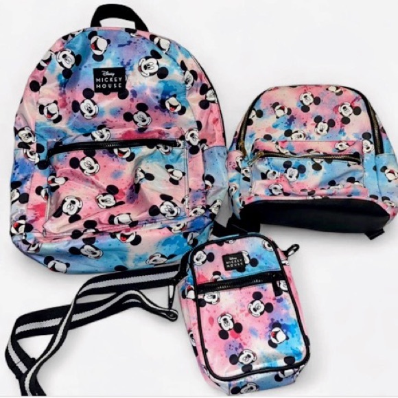 Disney Mickey Mouse Tie-Dye Pink & Blue Kids Bag Set